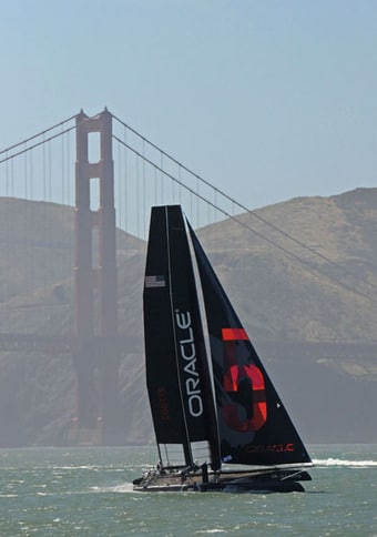 America's Cup AC45 at the Golden Gate Bridge