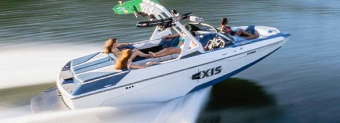 Axis 22 wakeboard boat on the water