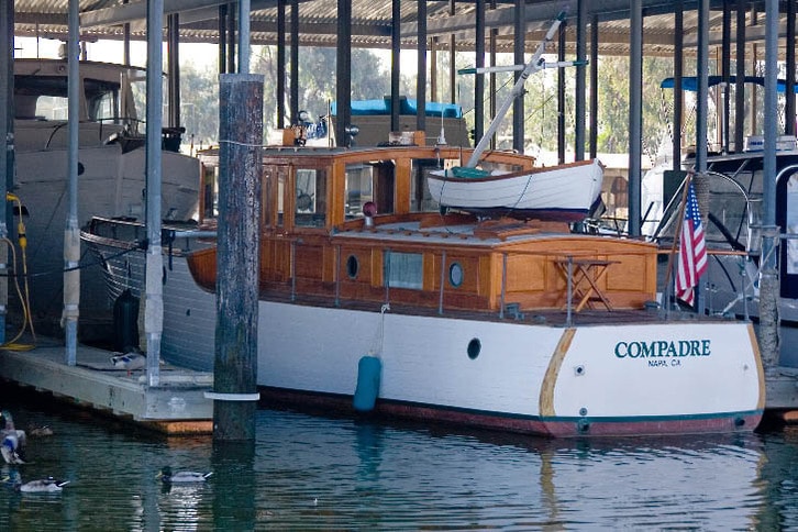 Classic Yacht Compadre in a Covered Slip at Napa Valley Marina