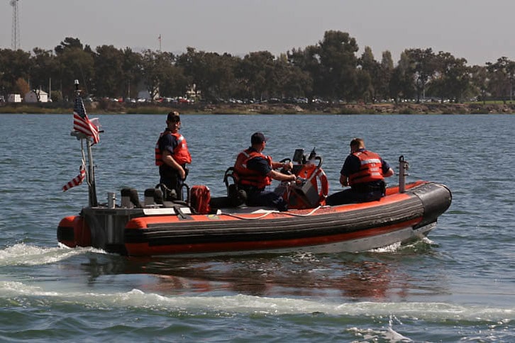 Coast Guard Team Boarding Boats in the Oakland Estuary