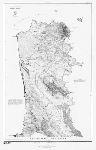 Early Map of San Francisco Peninsula