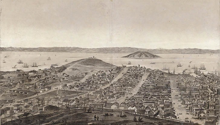 Early View East from Russia Hill to Yerba Buena Island