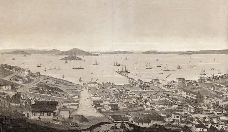 Early View North from Russian Hill to Alcatraz and Angel Island