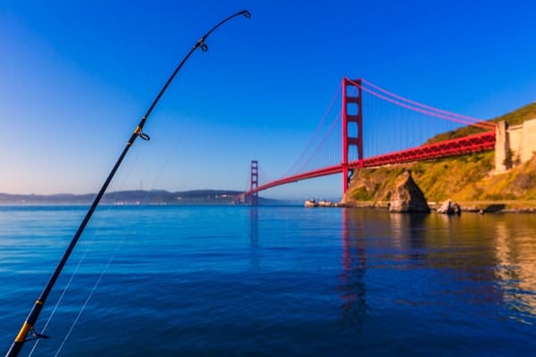 Fishing from a boat on San Francisco Bay