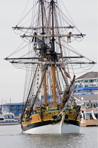 Furling the Sails on Lady Washington 2