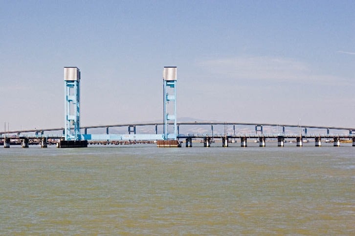 Mare Island Causeway Lift Bridge, with Highway 37 Bridge Behind