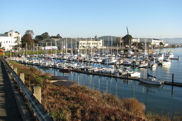 Marina with small yachts on San Francisco Bay