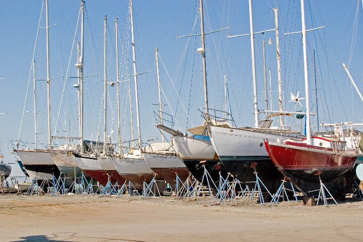 Sailboats on Stands at Napa Valley Marina