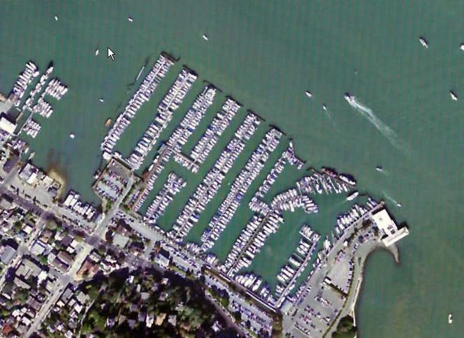Sausalito and Pelican Yacht Harbors Aerial