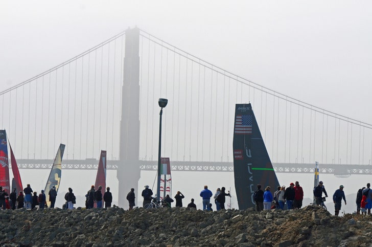 Spectators and Sails at America's Cup World Series SF