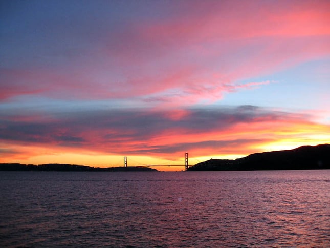 Turning the Bay Pink Golden Gate Bridge