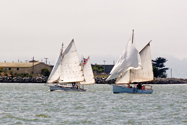 Two Sailboats Racing